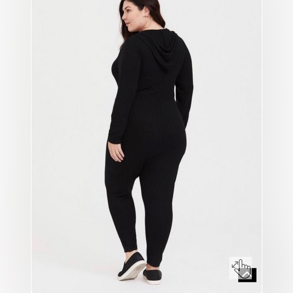 NWOT Torrid Black long sleeve Hacci jumpsuit with hood - Picture 6 of 12